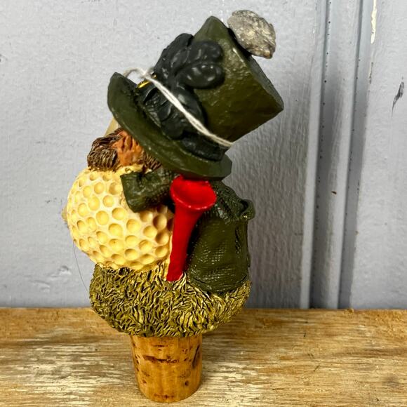 Vintage 90s Irish Leprechaun Golf Blarney Stone Declans Finnial Wine Stopper NEW - Picture 6 of 11